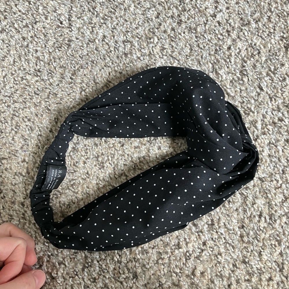 Zara Black and White Polka Dot Fabric Headband